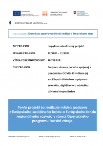 Plagát k projektu Domáca opatrovateľská služba v Trnavskom kraji